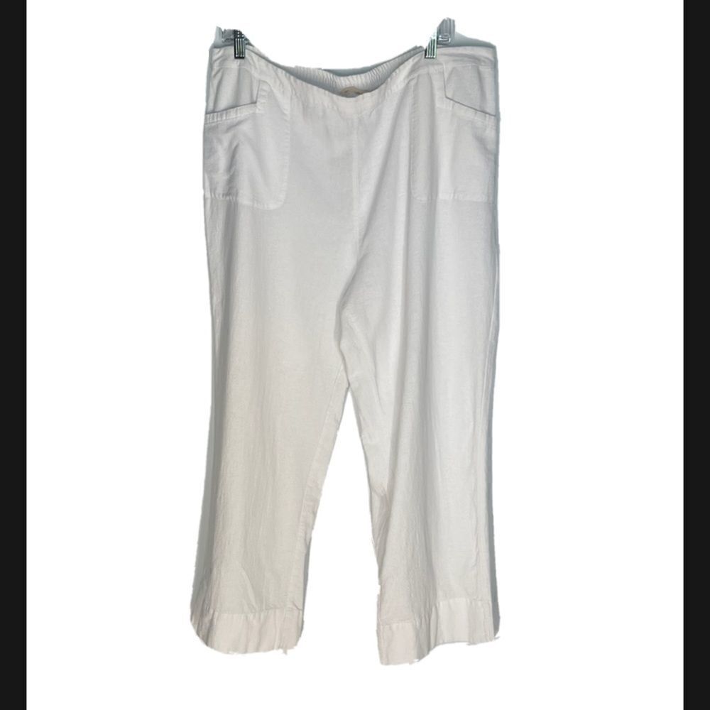 Soft Surroundings White Cotton Cropped Pull On Pants Size XL